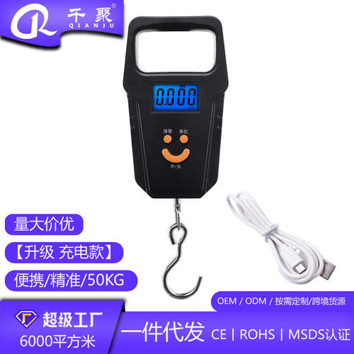 新品新款迷你电称快递秤弹簧称重50kg便捷式手提充电电秤吊钩秤