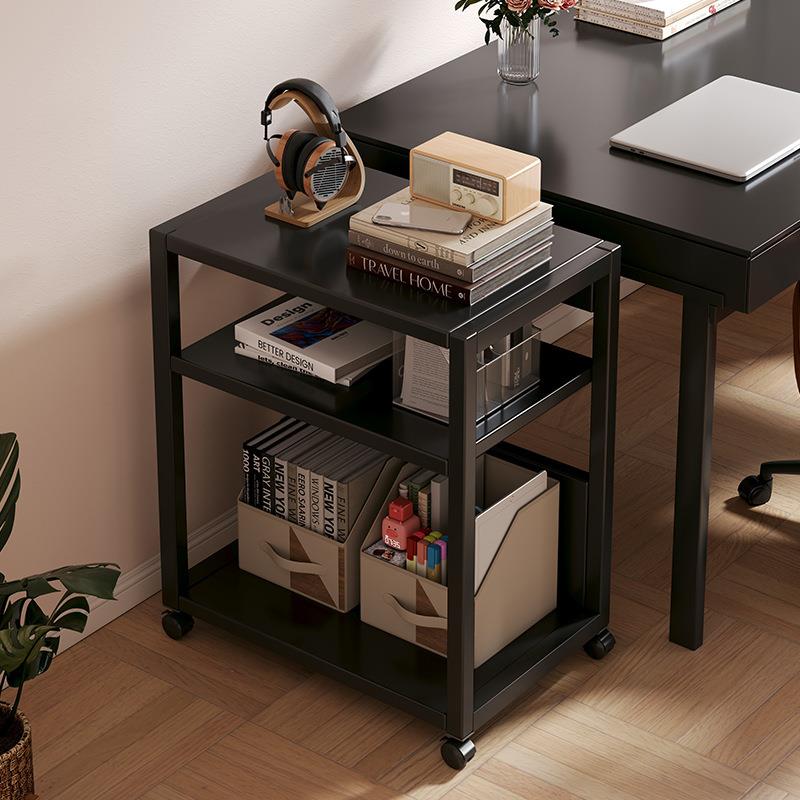 电脑桌旁置物架落地多层铁艺小推车收纳架可移动办公室文件整理柜