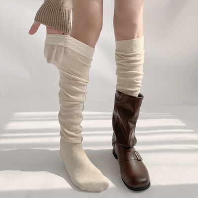 夜间教习室白色堆堆袜春秋款美拉德jk小腿袜子女长筒袜过膝袜夏薄