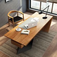 会议桌电脑桌实木小型双人美式咖啡桌简约现代实木办公桌长方形