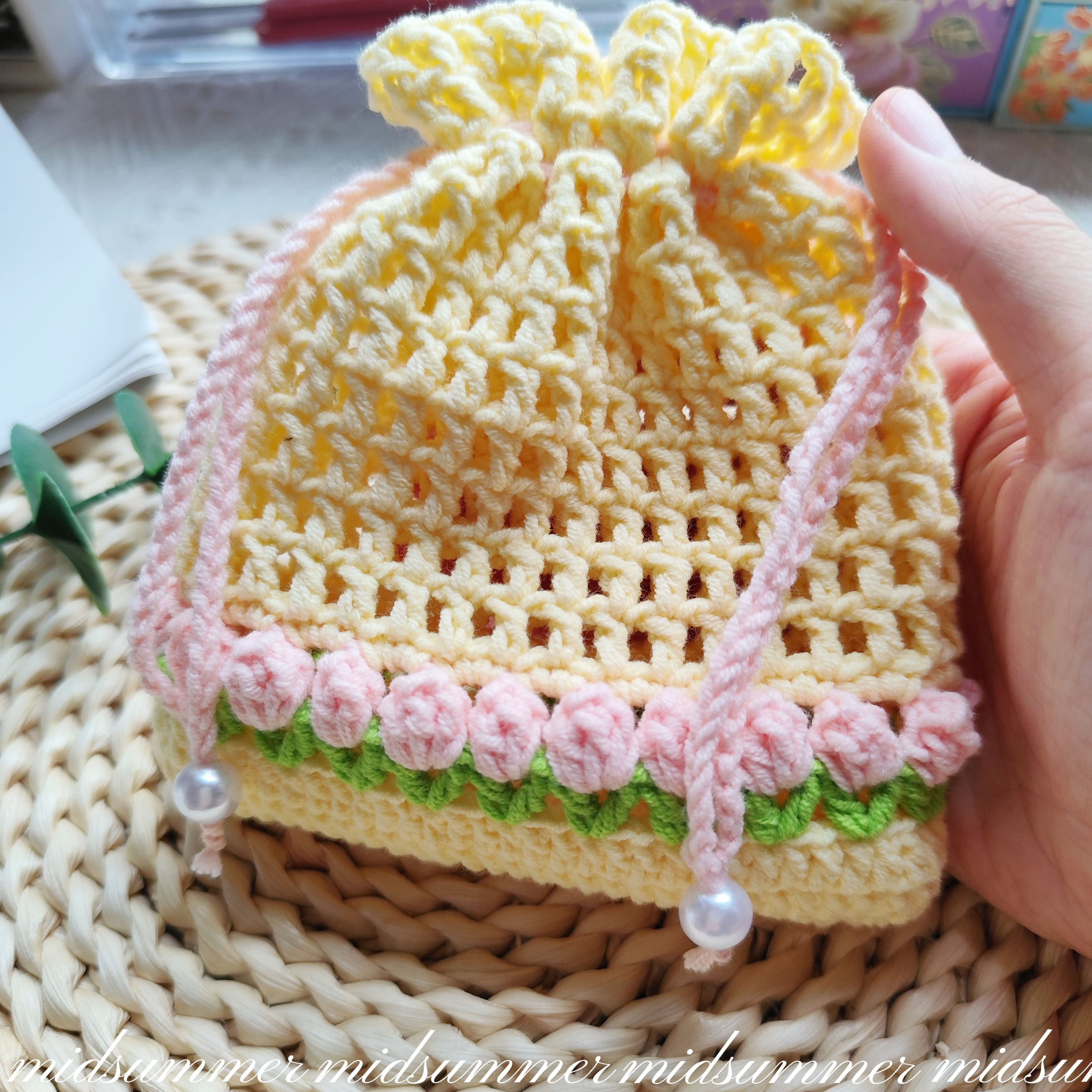 毛线手钩郁金香小包钩织材料包