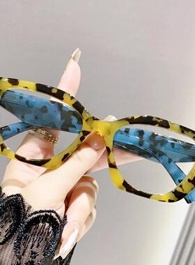 2024新款老花眼镜欧美风格豹纹包花老人复古女潮流个性大框老花镜