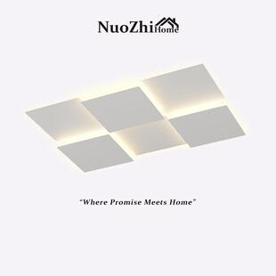 客厅主灯极简2025年新款白色几何方形现代简约卧室房间led吸顶灯