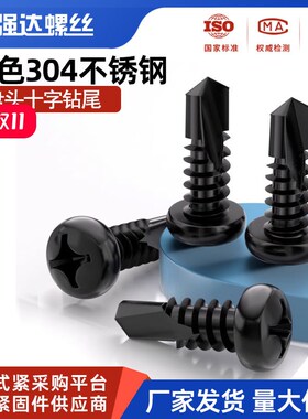 黑色304不锈钢十字盘头自攻自钻钻y尾圆头燕尾螺丝钉M3.5M4M4.2M5