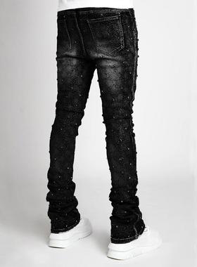 men denim fashion individualistic straight-leg men trousers