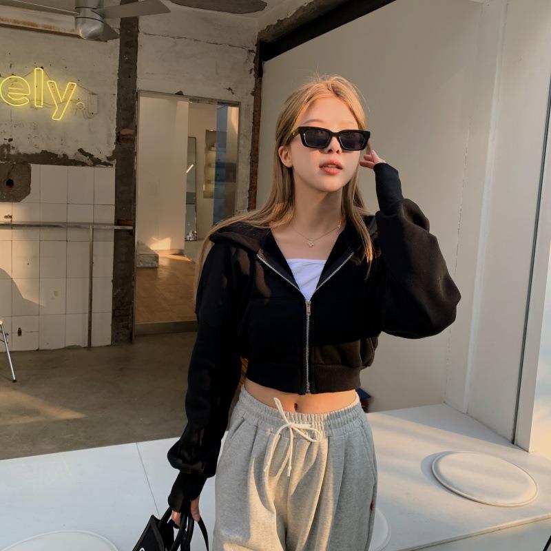 women for sweatshirt short sports hooded loose yoga jacket