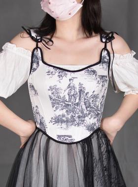 women overbust bustiers abdomen corset crop sexy lace-up