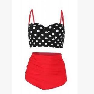 Blue tide swimsuit womens split high waist polka dot bikini