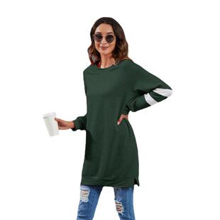 for size top stitching Round casual sleeve neck contrast