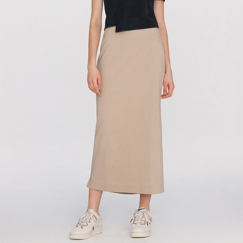 skirt long skirt slit straight hip-wrapped elastic waist