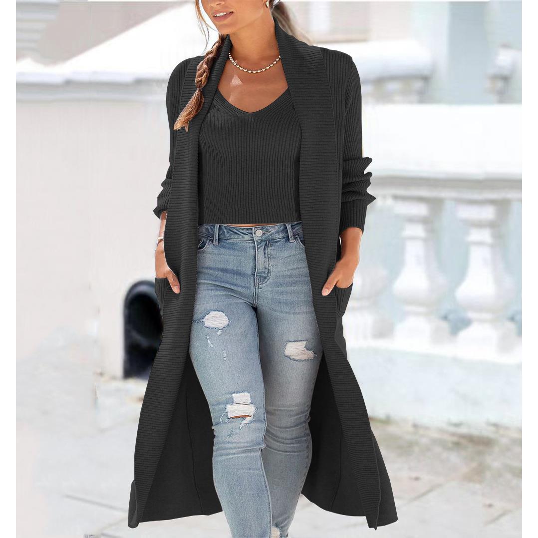 Cardigan Windbreaker Two-piece Jacket Solid Loose Sweater