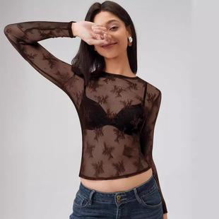 Sexy Shirt Bottoming Lace Womens neck Slim