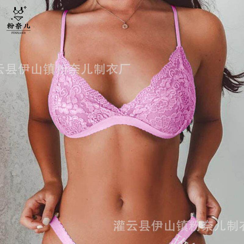 Womens charming set lace color erotic underwear solid bra