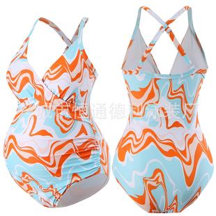 Pregnant womens one-piece bikini swimsuit cross straps big