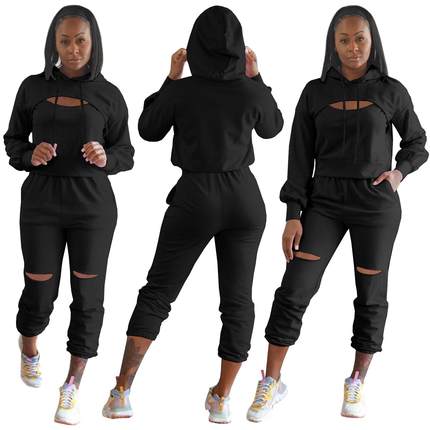 Pull-on Sweatshirt Thickened Two-piece Set Sweatpants