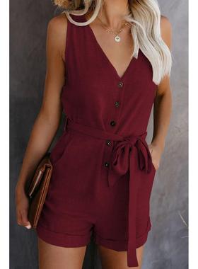 women romper chic lace-up flattering high waist bow detail