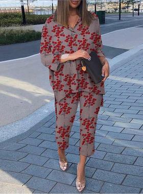 two piece sets  womens outifits long shirt and print shorts