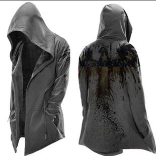 assassins creed trench coat hooded mens mid length cape