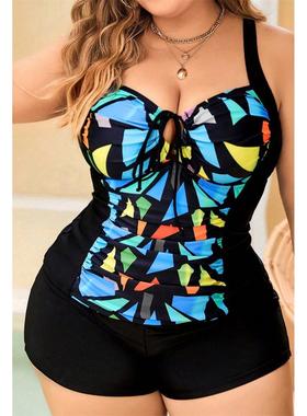 Colorblocked Shoulder Sexy Large Size Bikini