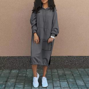 with hem fall patch slit pockets women for dress hooded