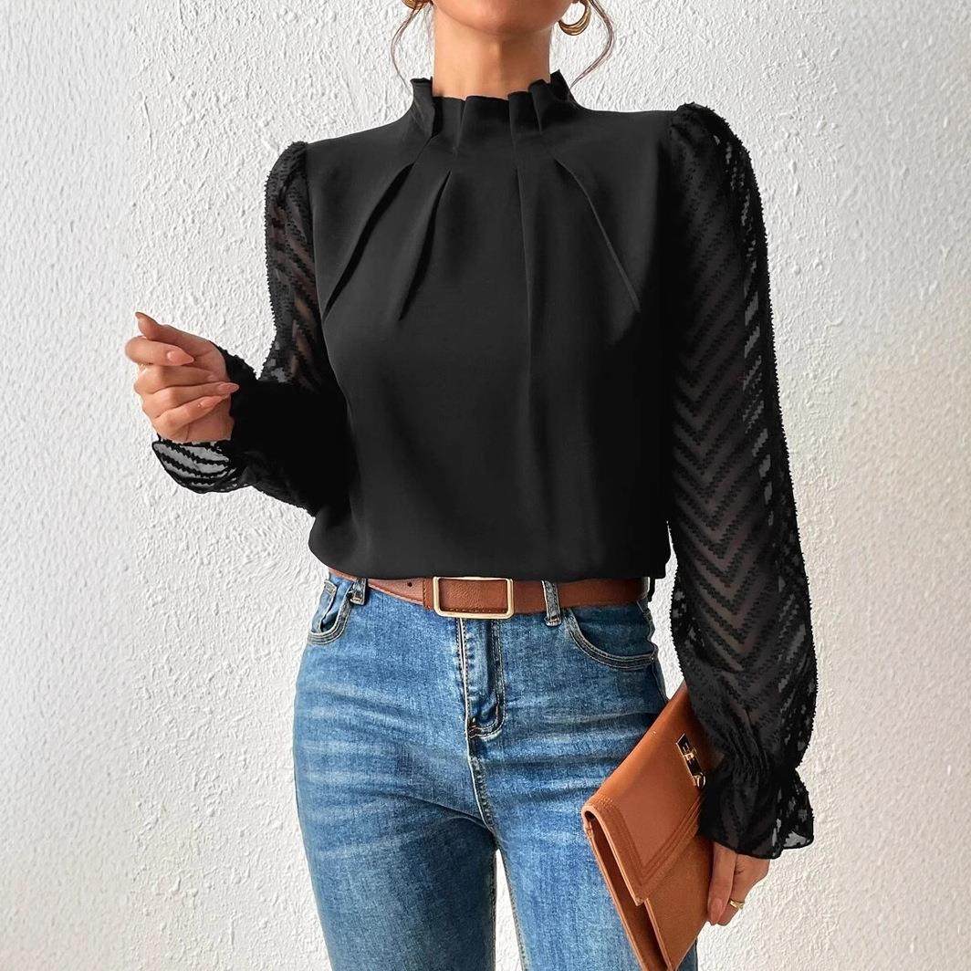solid casual loose blouses for women fashion autumn vintage