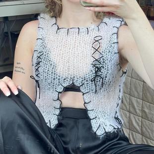 Sexy Contrast Womens Irregular Vest Color Sleeveless