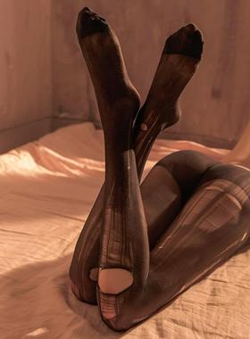 hand-torn skin sexy ultra-thin tearable black pantyhose