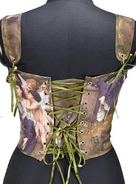 corset gothic crop womens tops print collar cottagecore