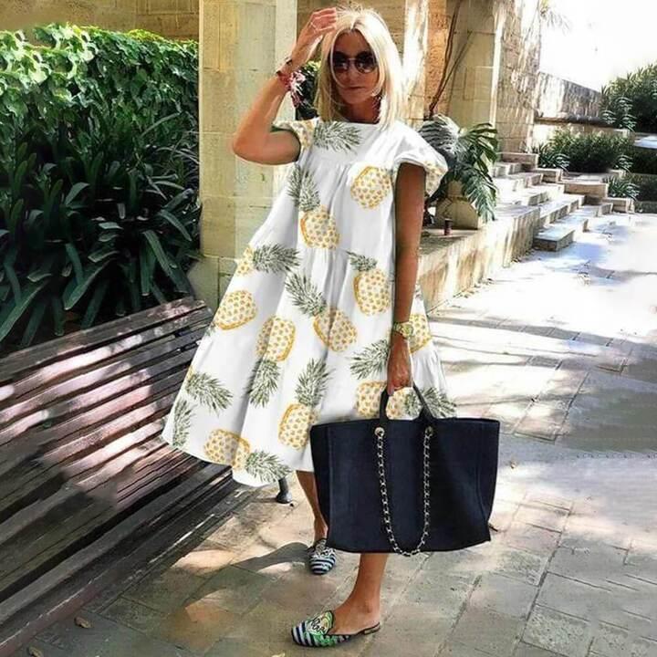 women patchwork ruffles big swing smock babydoll dress
