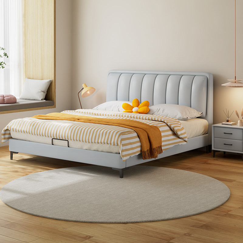 索菲亚官方皮床现代简约1.35米男孩小户型儿童床女孩实木软包1米2