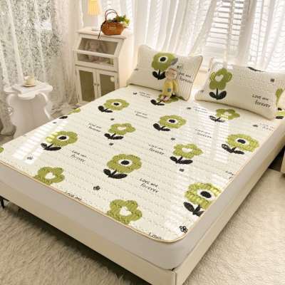 冰丝乳胶凉席三件套夏季儿童可水洗床笠四件套床单垫空调席子夏天
