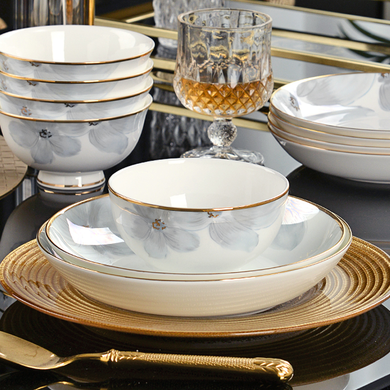 陶瓷碗家用吃饭喝汤小碗单个自选创意餐具简约盘子菜盘微波炉适用