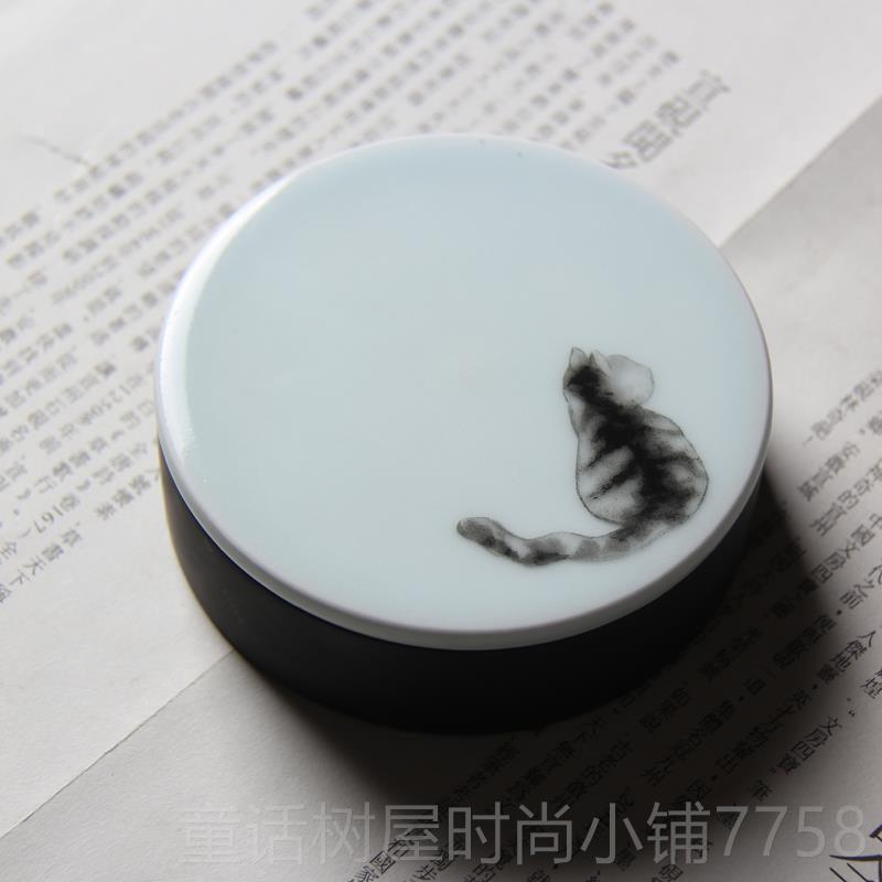 正品宣品书房萌虎墨海文房四宝精品砚台天然原石安徽宣砚法专用可