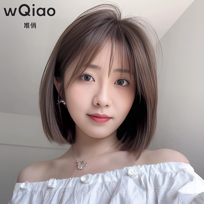 正品發(fā)真發(fā)尚全真人發(fā)假發(fā)女全頭套波波假頭短發(fā)一刀切時(shí)自頂然整