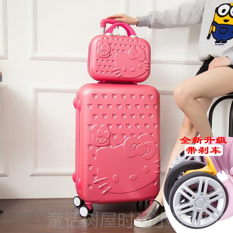 正品拉杆寸箱24寸可爱小清新大学超轻行李女箱万生向轮20手拉旅行