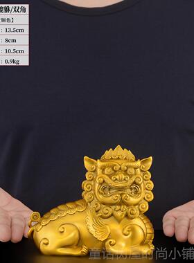 正品貔貅摆件黄铜貔貅公母一对招客厅店位财办室公开业礼铺品大号