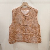 上衣2026新款 早春新中式 重工刺绣人丝马甲女气质圆领盘扣国风无袖