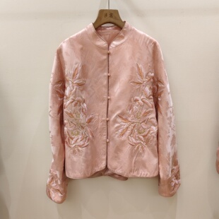 新中式重工刺绣立领人丝外套女早春新款宽松显瘦提花长袖上衣2026