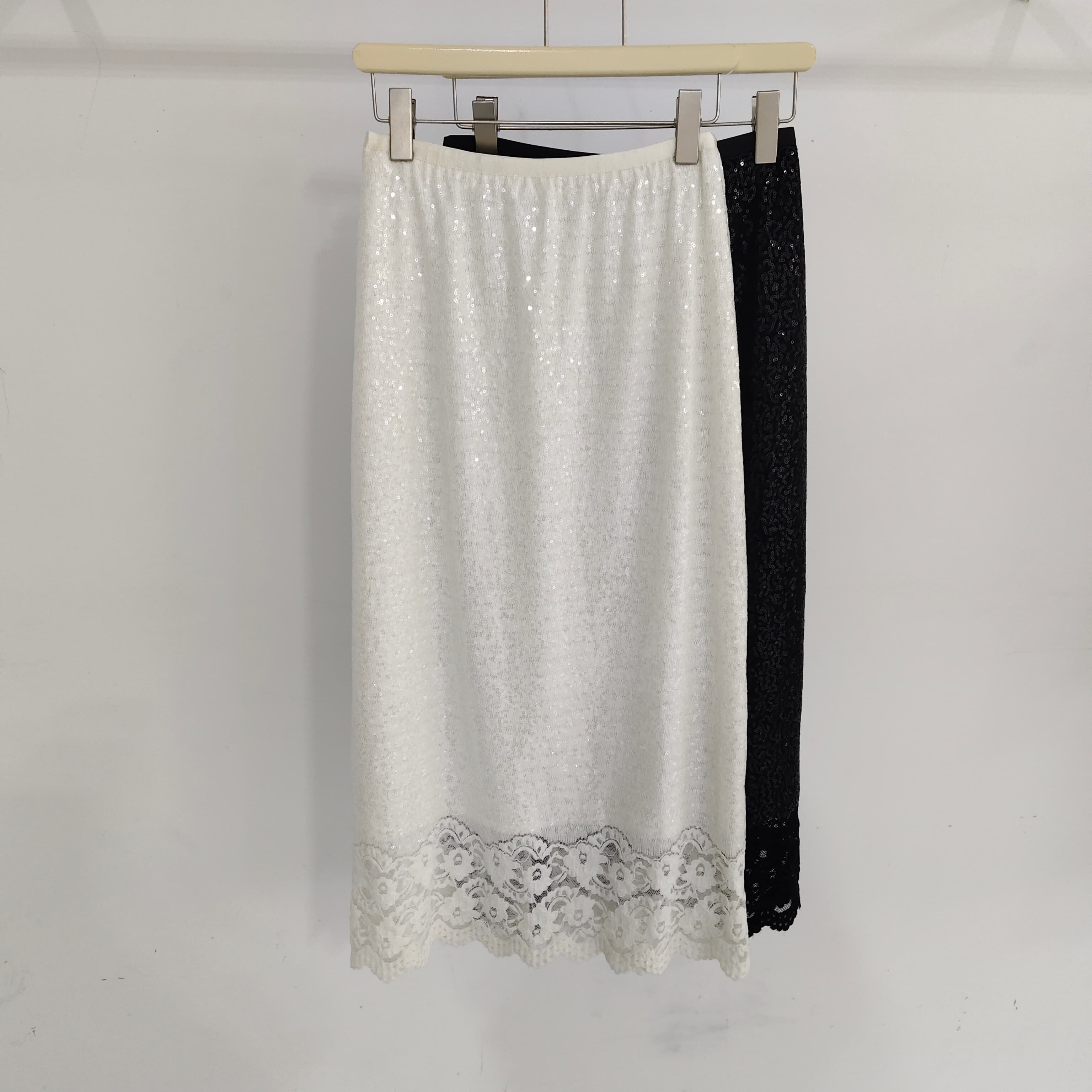 精致亮片蕾丝钩花半身裙女早春新款百搭显瘦气质中长款直筒裙2026