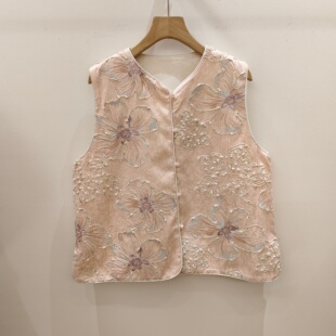 设计感重工刺绣提花圆领国风马甲女新中式无袖上衣潮2026早春新款