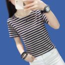 2026新款条纹纯棉正肩短袖T恤女减龄时尚百搭宽松休闲上衣夏季潮