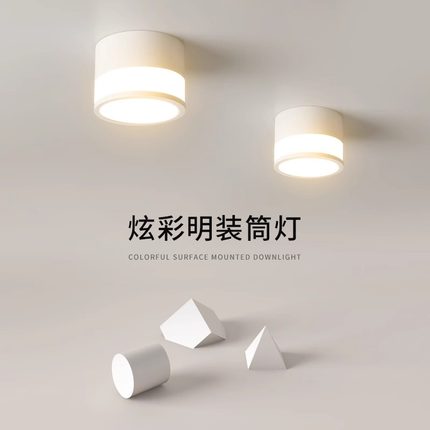 明装筒灯led天花灯吸顶灯阳台简约家用客厅玄关灯照明走廊过道灯