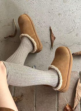 KIKIBEST冬季新款穆勒半拖小土豆雪地靴女外穿加绒雪地一脚蹬棉鞋