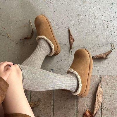 KIKIBEST冬季新款穆勒半拖小土豆雪地靴女外穿加绒雪地一脚蹬棉鞋