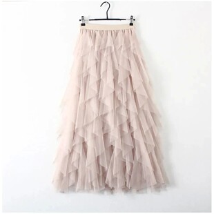 irregular 高腰拼接不规则裙 skirt patchwork mesh High waisted