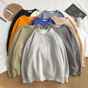 Solid casual round neck sweater for women 纯色休闲圆领卫衣女