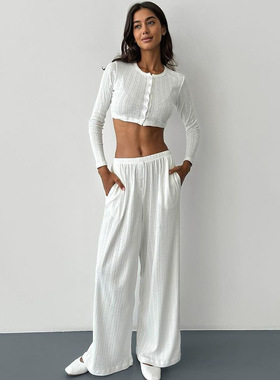 Hollow knitted casual sleepwear for women 镂空针织休闲睡衣女