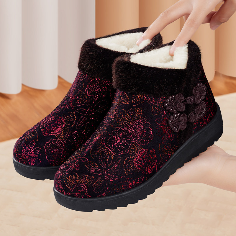 老北京布鞋女冬加绒加厚防滑老人棉鞋中老年老太太羊毛保暖奶奶鞋,女鞋,高帮鞋,淘宝优惠券,粉丝福利购,淘宝优惠卷