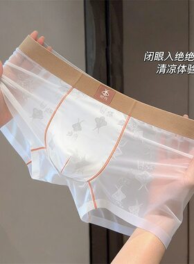 2026新款男士内裤平角裤透明网纱透气舒适锦纶超薄凉感无痕内裤