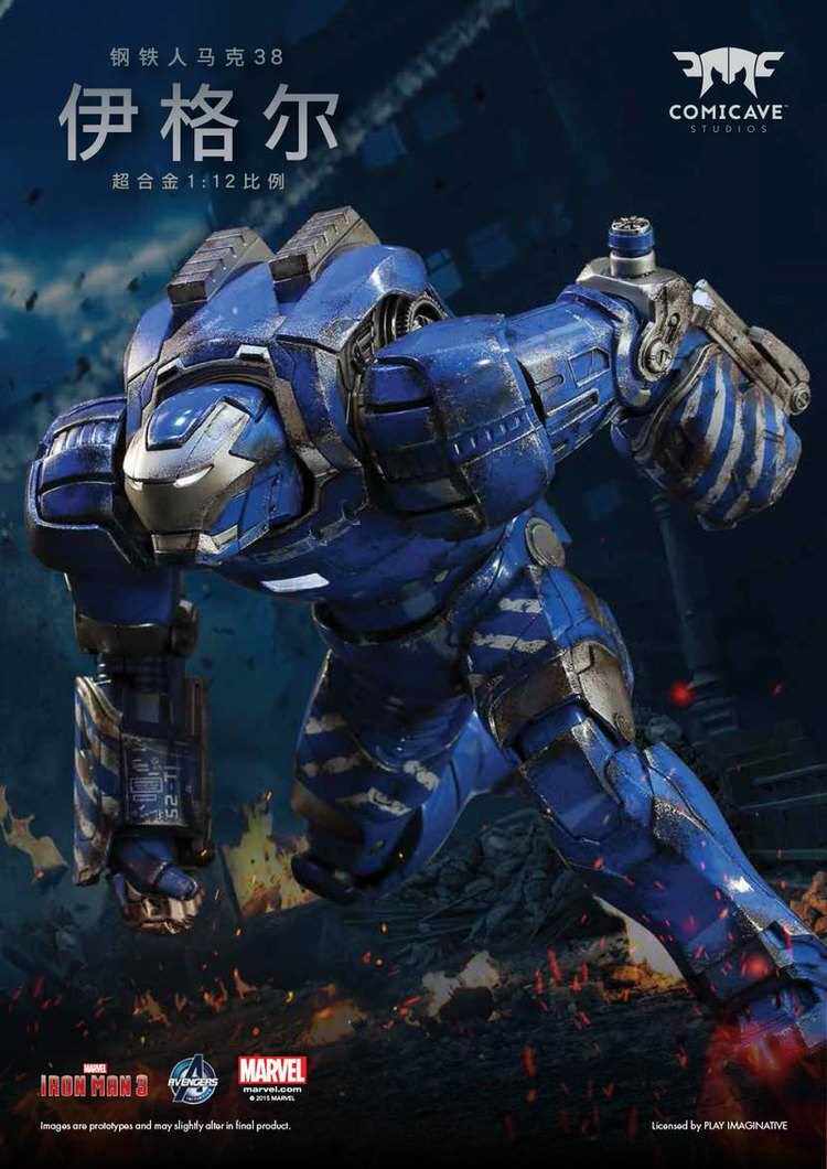 高档comicave1/12超合金cs钢铁侠3mk38伊果金属可动发光兵人模型
